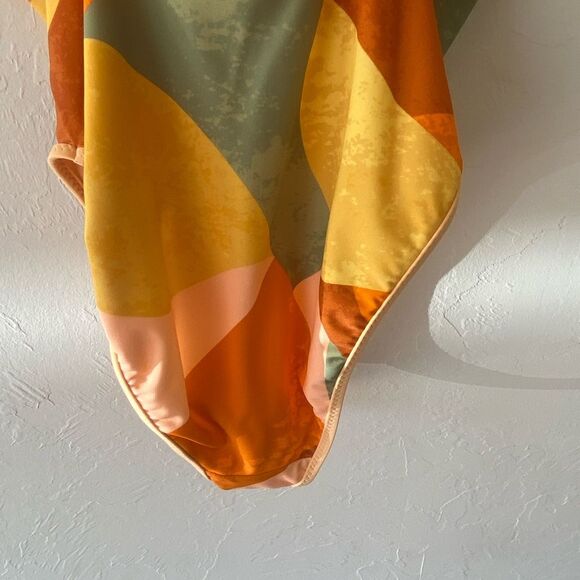 Fe Noel orange peach green multicolored one piece swimsuit - Picture 7 of 10